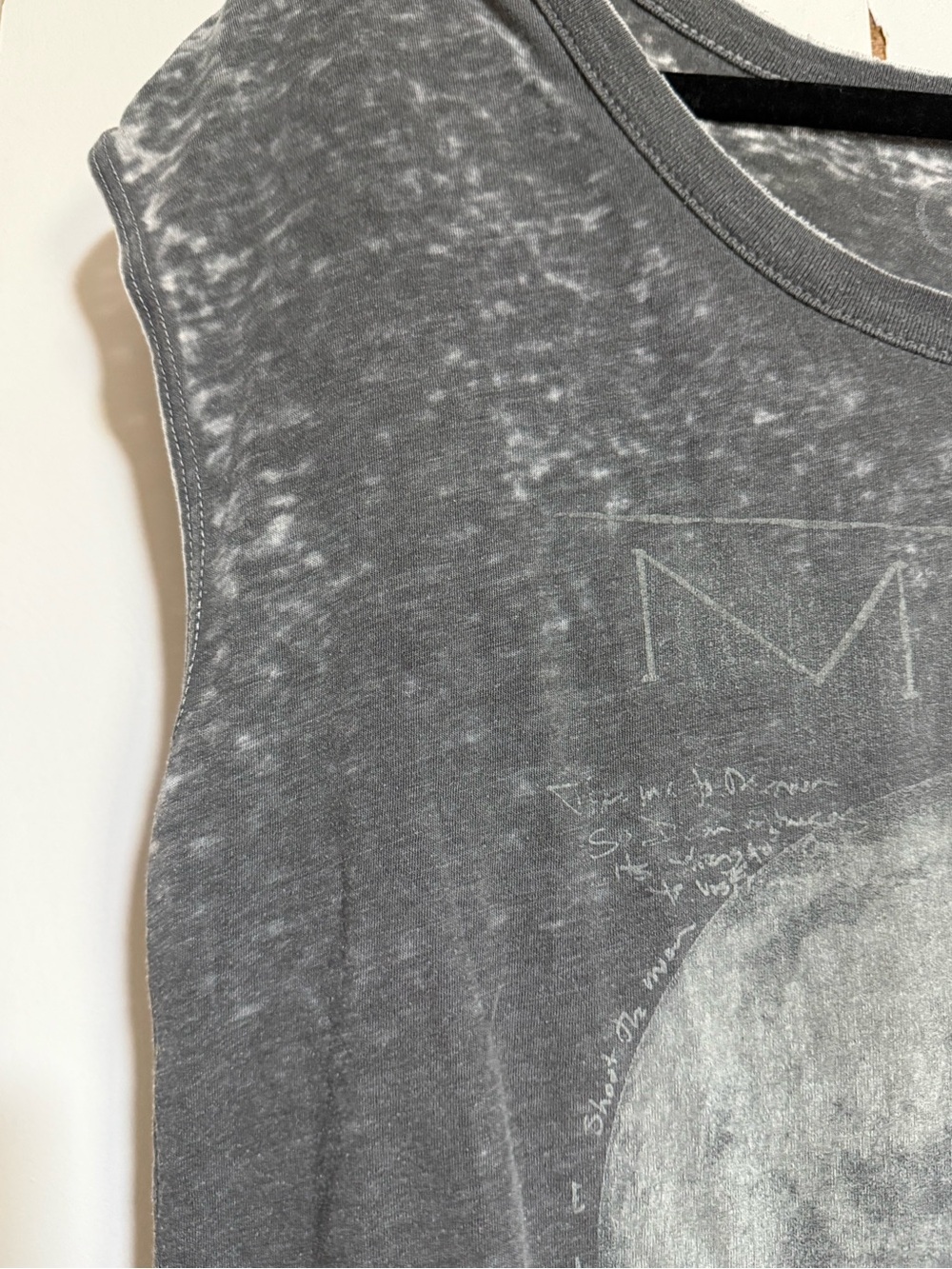 Chaser Moon Phase Burnout Graphic Tee Celestial Boho Gray Muscle Top Medium - Picture 7 of 14